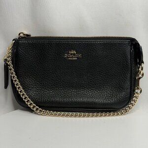 COACH Black Nolita 19 Pebble Leather Large Wristlet Clutch Bag (F53340)